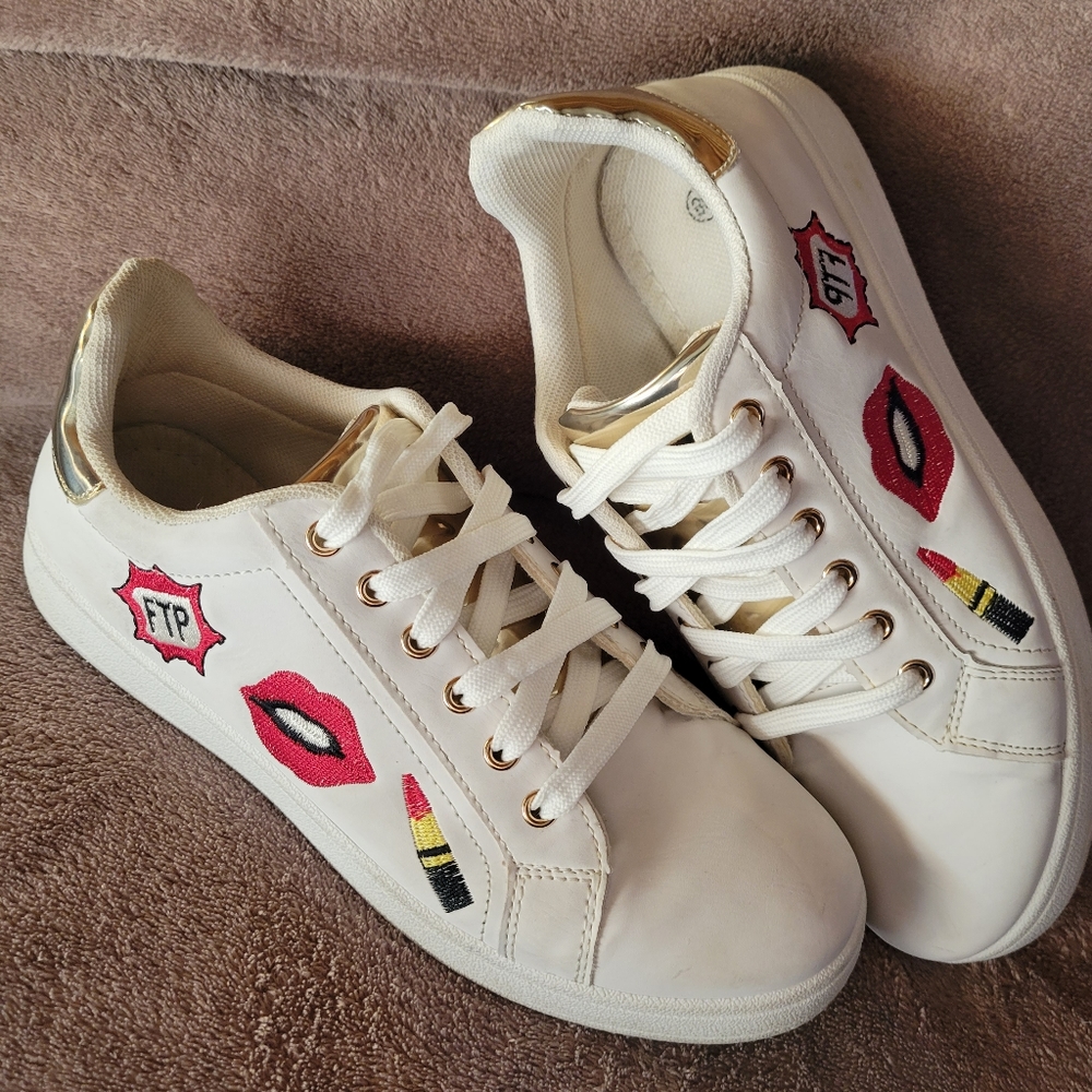 FTP Skateboard White Leather Sneakers Arte Piedi Size 38